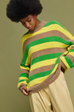 'ARTEMIS' KNITTED STRIPED BLOUSE