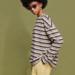 'ΜΑΡΥ' OVERSIZED ΡΙΓΕ ΜΠΛΟΥΖΑ (LIGHT YELLOW/CHOKOLA)