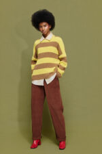 'MYRTO' KNITTED STRIPED BLOUSE (CHOCOLA/YELLOW) - Image 2