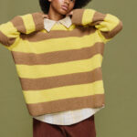 ‘MYRTO’ ΠΛΕΚΤΗ ΡΙΓΕ ΜΠΛΟΥΖΑ (CHOCOLA/YELLOW)