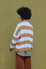 'MYRTO' KNITTED STRIPED BLOUSE (CHOCOLA/LIGHT BLUE) - Image 4