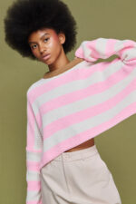 'ARIANA' ΡΙΓΕ ΠΛΕΚΤΗ ΜΠΛΟΥΖΑ (ECRU/PINK)