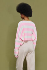 'ARIANA' ΡΙΓΕ ΠΛΕΚΤΗ ΜΠΛΟΥΖΑ (ECRU/PINK) - Image 3