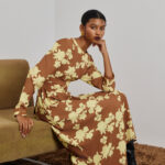 'ZETA' MIDI DRESS (CHOCOLA/YELLOW)