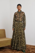'DANAI' LONG SKIRT WITH ELASTIC (OLIVE/ANIMAL PRINT)