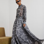 'DANAI' LONG SKIRT WITH ELASTIC (GRAY/ANIMAL PRINT)