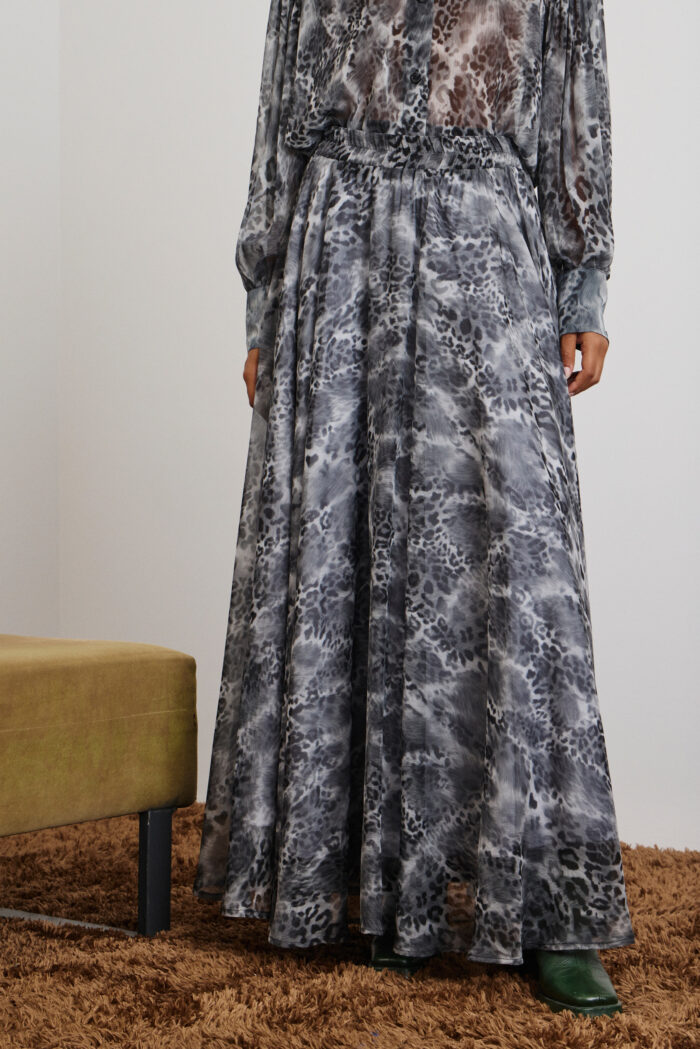 'DANAI' LONG SKIRT WITH ELASTIC (GRAY/ANIMAL PRINT) - Image 2