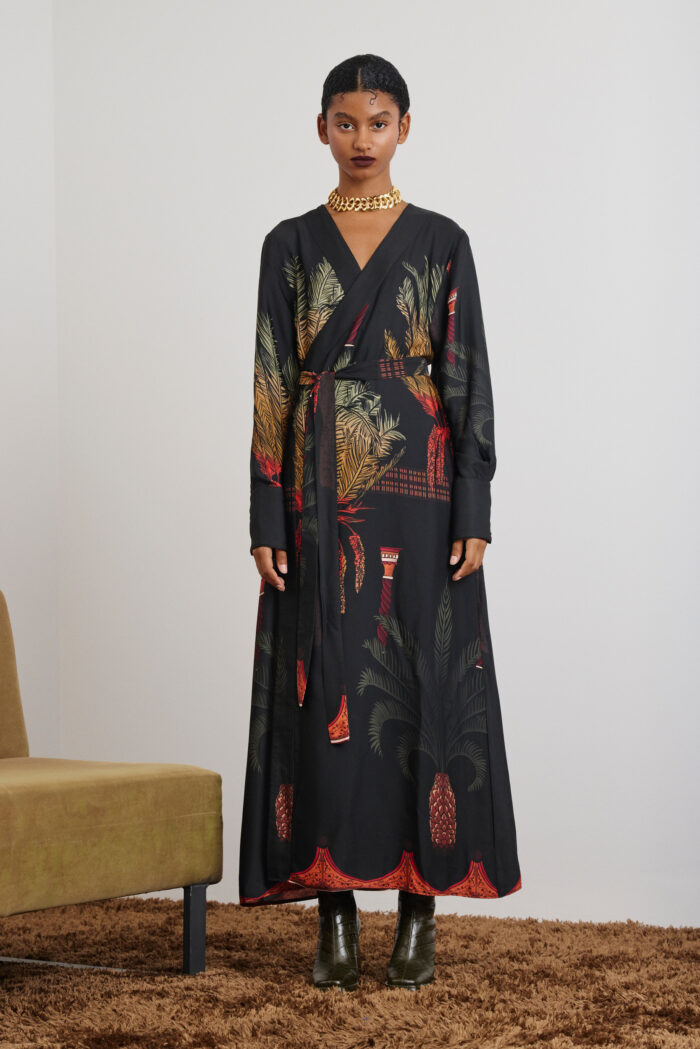 'EMMA' CROISSANT DRESS (BLACK PALM TREE) - Image 5