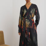 'EMMA' CROISSANT DRESS (BLACK PALM TREE)