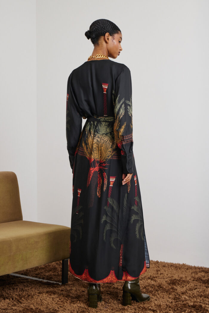 'EMMA' CROISSANT DRESS (BLACK PALM TREE) - Image 3