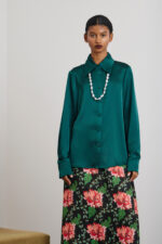 'KAIA' SATIN SHIRT (DARK GREEN)
