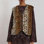 'EVI' ANIMAL PRINT FUR VEST