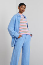 'CALYPSO' KNITTED STRIPED BLOUSE (PINK/LIGHT BLUE) - Image 2