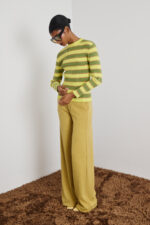 'CALYPSO' KNITTED STRIPED BLOUSE (LIME/OLIVE) - Image 4