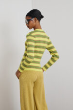 'CALYPSO' KNITTED STRIPED BLOUSE (LIME/OLIVE) - Image 2