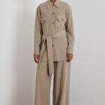 'MELINA' BELTED SHIRT (ALMOND)