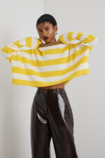 'ARIANA' ΡΙΓΕ ΠΛΕΚΤΗ ΜΠΛΟΥΖΑ (ECRU/YELLOW)