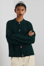 'DAMON' KNITTED CARDIGAN WITH RHINESTONE BUTTONS (DARK GREEN)