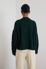 'DAMON' KNITTED CARDIGAN WITH RHINESTONE BUTTONS (DARK GREEN) - Image 4