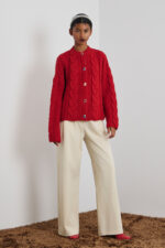 'DAMON' KNITTED CARDIGAN WITH RHINESTONE BUTTONS (RED) - Image 3