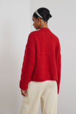 'DAMON' KNITTED CARDIGAN WITH RHINESTONE BUTTONS (RED) - Image 4
