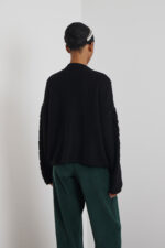 'DAMON' KNITTED CARDIGAN WITH RHINESTONE BUTTONS (BLACK) - Image 4