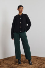 'DAMON' KNITTED CARDIGAN WITH RHINESTONE BUTTONS (BLACK) - Image 3