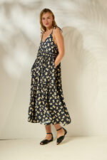 'JULIANNA' MIDI DRESS (BLACK/BOWS) - Image 3