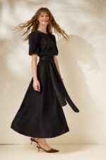 'LYDIA' SATIN MIDI DRESS (BLACK)