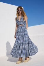 'KLEIO' ΜΙΝΤΙ ΦΟΥΣΤΑ ΜΕ ΛΑΣΤΙΧΟ (BLUE/CHECKERED)