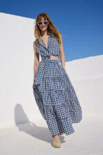 'KLEIO' ΜΙΝΤΙ ΦΟΥΣΤΑ ΜΕ ΛΑΣΤΙΧΟ (BLUE/CHECKERED) - Image 3