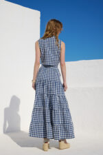 'KLEIO' ΜΙΝΤΙ ΦΟΥΣΤΑ ΜΕ ΛΑΣΤΙΧΟ (BLUE/CHECKERED) - Image 2