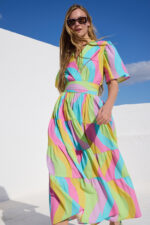 'VANESSA' MIDI DRESS (RAINBOW) - Image 3