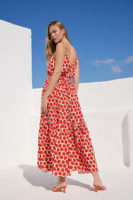 'FOTINI' ΜΑΞΙ ΕΜΠΡΙΜΕ ΦΟΡΕΜΑ (ECRU/STRAWBERRIES) - Image 3