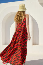 'FOTINI' ΜΑΞΙ ΕΜΠΡΙΜΕ ΦΟΡΕΜΑ (BLACK/STRAWBERRIES) - Image 3