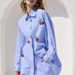 'RITA' OVERSIZED CHECKERED SHIRT WITH CHERRIES