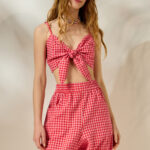 'MIRA' CHECKERED TOP (RED)