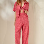 'CAPRI' PLAID CROPPED TROUSERS (RED)