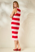 'MEROPE' MIDI KNITTED DRESS (RED/PINK) - Image 3