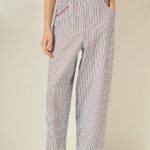 'MAYA' STRIPED CROPPED TROUSERS