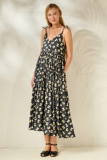 'JULIANNA' MIDI DRESS (BLACK/BOWS) - Image 2