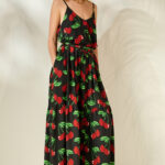 'FOTINI' ΜΑΞΙ ΕΜΠΡΙΜΕ ΦΟΡΕΜΑ (BLACK/CHERRY)