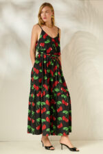 'FOTINI' ΜΑΞΙ ΕΜΠΡΙΜΕ ΦΟΡΕΜΑ (BLACK/CHERRY)