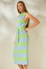 'MEROPE' MIDI KNIT DRESS (MATCHA/ICE BLUE) - Image 2