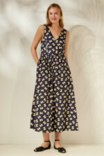 ‘SEMELI’ ΒΑΜΒΑΚΕΡΟ ΜΙΝΤΙ ΦΟΡΕΜΑ (DARK BLUE/BOWS) - Image 3