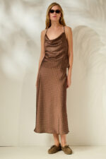 'ILEKTRA' ΝΤΡΑΠΕ ΣΑΤΕΝ ΤΟΠ (CHOCOLATE/POLKA DOT) - Image 4