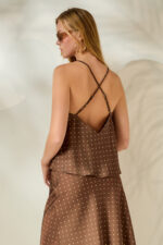 'ILEKTRA' ΝΤΡΑΠΕ ΣΑΤΕΝ ΤΟΠ (CHOCOLATE/POLKA DOT) - Image 2