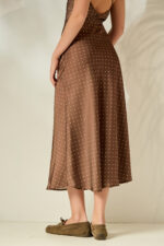 'DAPHNE' SATIN SKIRT (CHOCOLATE/POLKA DOT) - Image 3