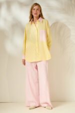 'ARIA' STRIPED TWO-TONE SHIRT - Image 4