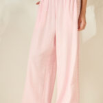 'AVA' STRIPED TWO-TONE TROUSERS WITH ELASTIC